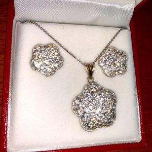 Sterling Silver Pendant Necklace & Earrings Set